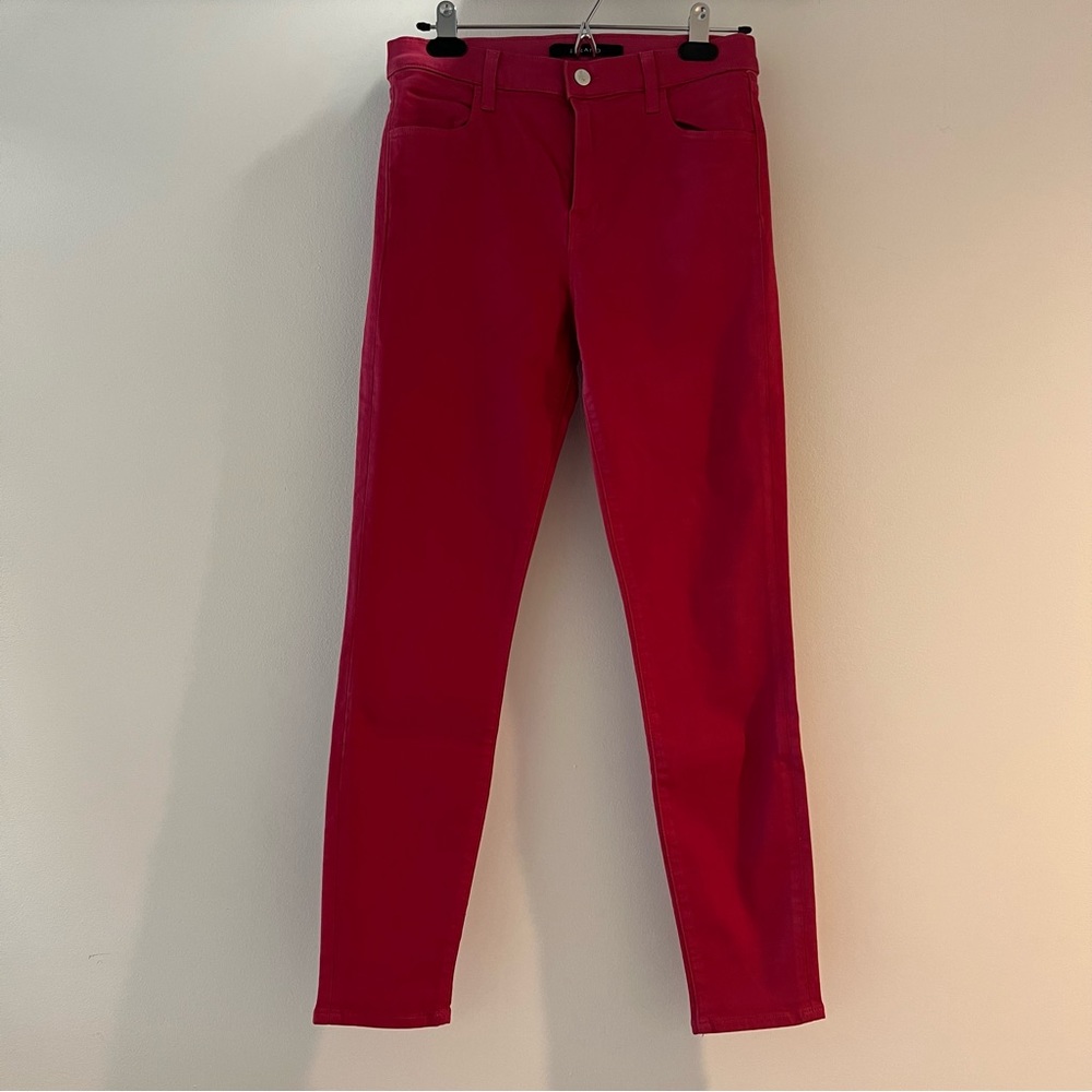 J Brand Alana High Rise Crop Skinny Pink Magenta Coated Skinny Jeans